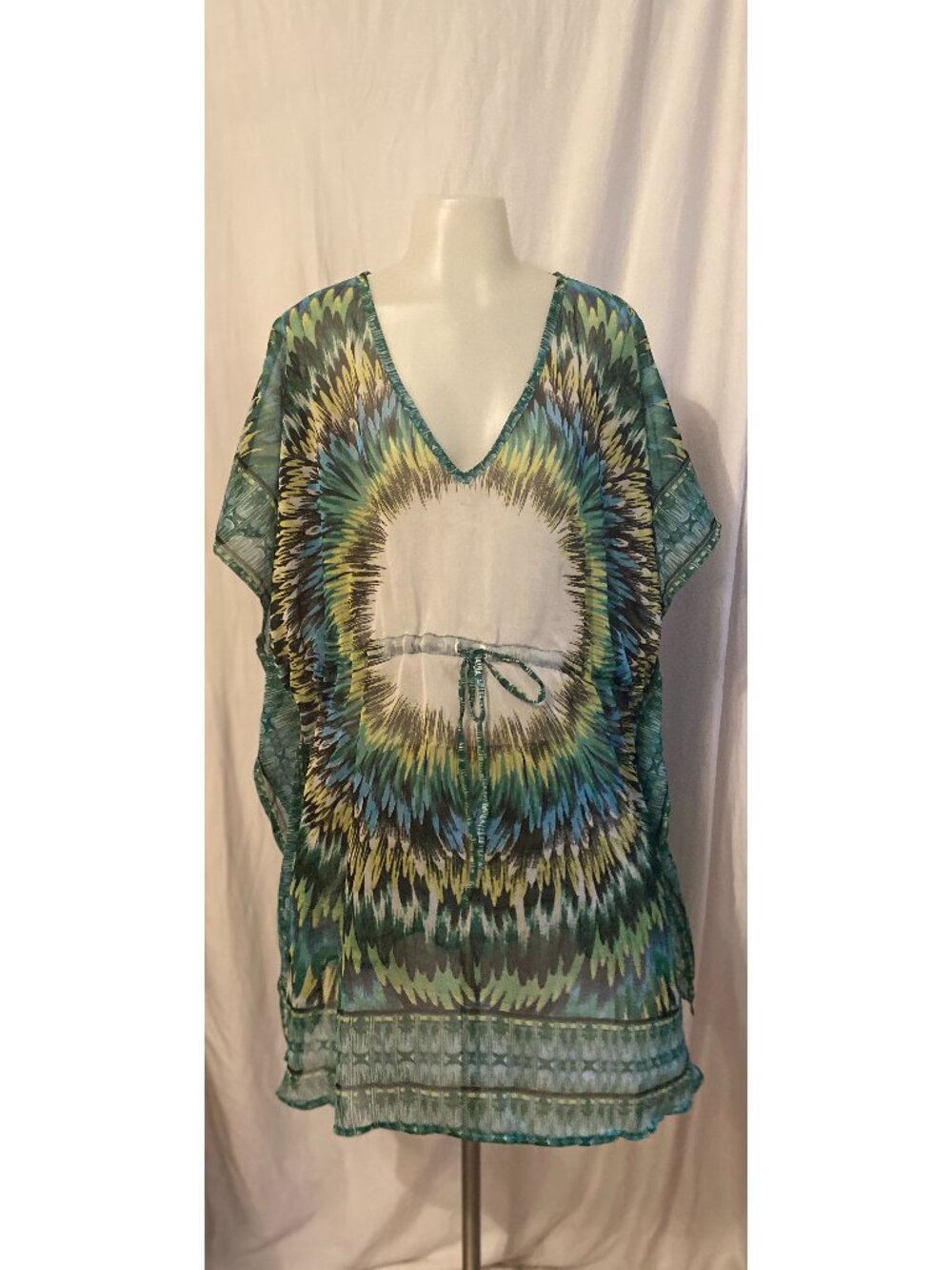 INGEAR NWT Green Multicolor Sheer Tunic Swim Cover Up
